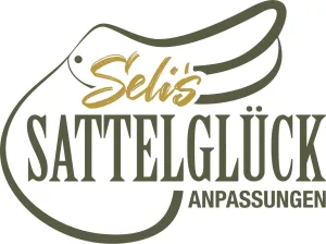 Firmenlogo: Selis Sattelglück Anpassungen mit stilisiertem Sattel und Schriftzug.